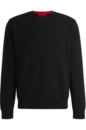 HUGO BOSS Heren Symond gebreide trui met vierkant patroon in
