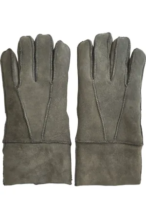 Infinity Unisex grijze schapenvacht suède handschoenen met oprolbare/neerwaartse manchetten