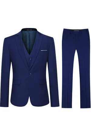 Allthemen Rivierablauw slim-fit 3-delig pak