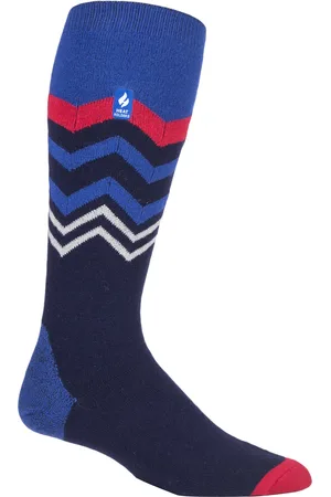 Heat Holders Dames lichtgewicht thermo skisokken - Donkerblauwe Zigzag