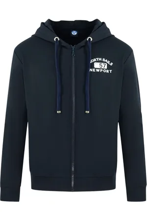 North Sails Marineblauw sweatshirt met rits en -logo