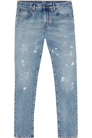 OFF-WHITE Gebroken witte Diag Outline Print Vintage Blue Jeans