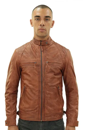 Infinity Klassiek leren gewatteerd bikerjack voor heren, Silsden