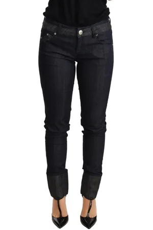 ERMANNO SCERVINO Donkere Skinny Denim Broek Met Gevouwen Zoom
