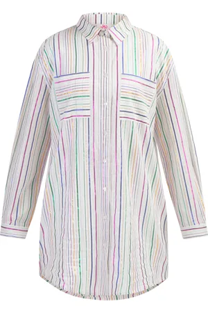 myMo Overhemd blouse jurk Dames Witte veelkleurige strepen