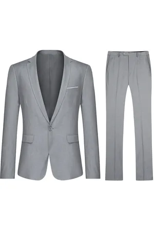 Allthemen 2-delig slim-fit eenvoudig ontworpen lichtgrijs pak
