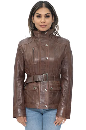 Infinity Dames militaire stijl lederen bikerjack-Phoenix