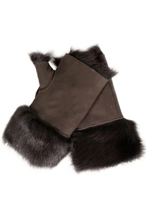 Infinity Womens Shearling Wanten Vingerloze manchetten Toscana Suède Schapenvacht Bont