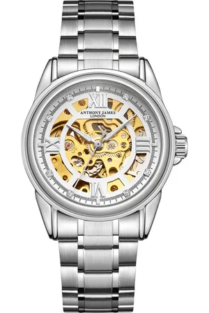 Anthony Met de hand gemonteerd, beperkt verkrijgbaar Skeleton Steel-herenhorloge van