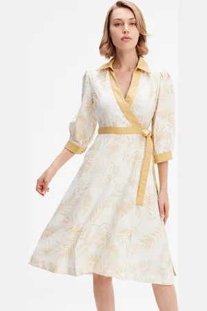 Smart & Joy Bi-material wrap jurk met tropische print