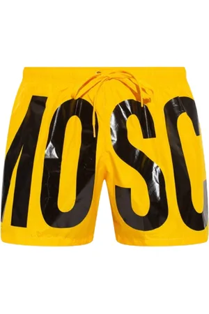 Moschino Zwarte print logo felgele korte zwemshort