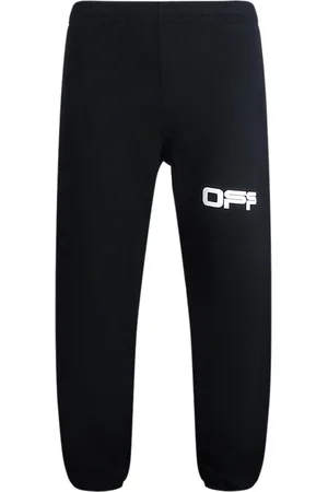 OFF-WHITE Gebroken witte Airport Tape-logo zwarte joggingbroek