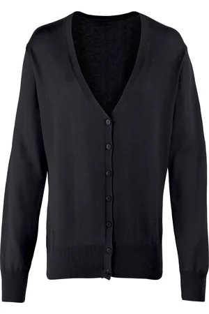 Premier Dames/dames knoop door V-hals gebreid vest met lange mouwen