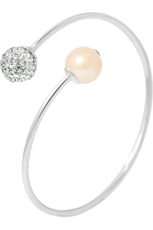 Diadema Armband u en mij cultuur parel en kristal preciosa wit semi rigide zilver 925