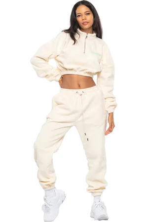 Tom Barron Dames Casual Cropped Fleece Stijlvol Oversized Trainingspak