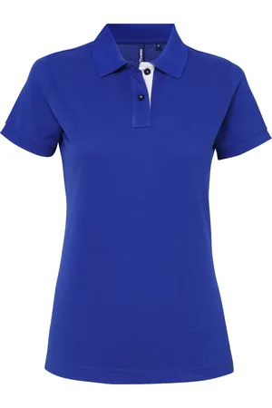 Asquith Dames/Dames Korte Mouwen Contrast Poloshirt (Koninklijk / Wit)