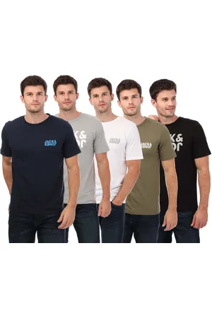 JACK & JONES Heren Jack Jones Corp Reverse 5 Pack T-shirts in Multi kleur