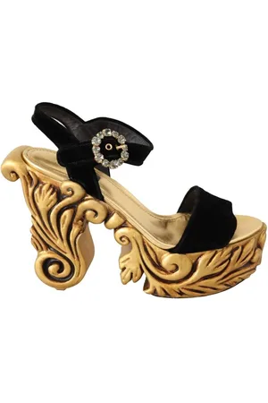 Dolce & Gabbana Prachtige Barokke Fluwelen Hakken