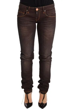 ACHT Gewassen Katoenen Slim Fit Broek Met Lage Taille