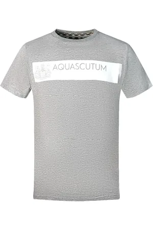 Aquascutum Block Brand Logo Grey T-Shirt