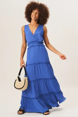 Gini London Gesmokte taille wrap gelaagde midi-jurk