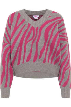 myMo Gebreide trui Dames grijs/roze