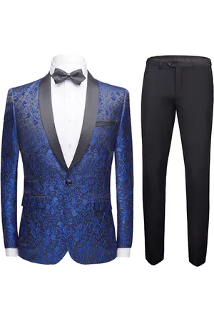 Allthemen Tweedelig pak met print, slim-fit paisleyblauw pak