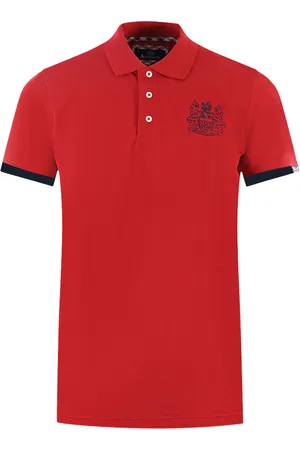 Aquascutum Branded Collar Red Polo Shirt