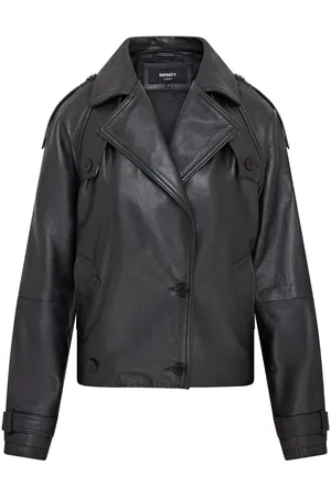 Infinity Dames cropped oversized leren trenchcoat - Canberra