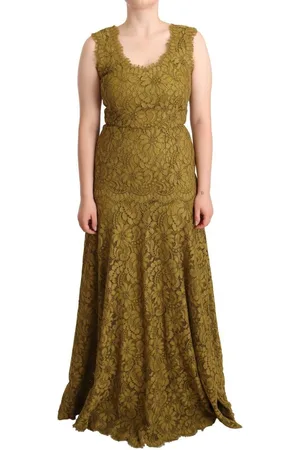 Dolce & Gabbana Gebloemde Kanten Maxi Vloer Lengte Jurk