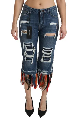 Dolce & Gabbana Gevederde Cropped Katoenen Jeans