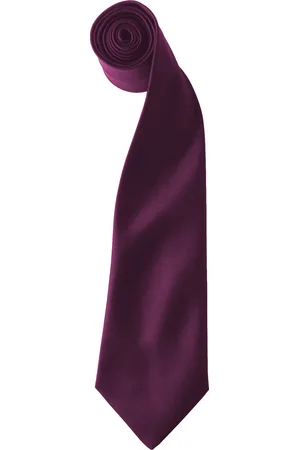 Premier Kleuren Heren Satin Clip Tie (Pakket van 2) (Aubergine)