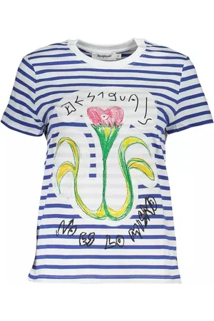 Desigual T-shirt Met Ronde Hals Met Contrasterende Logoprint