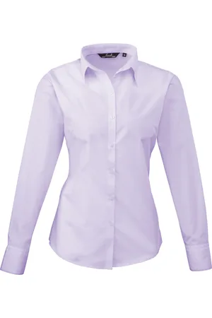 Premier Dames/Dames Popeline Blouse met Lange Mouwen