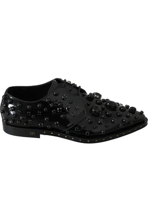 Dolce & Gabbana Prachtige Leren Schoenen Met Kristallen Versieringen