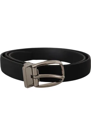 Dolce & Gabbana Grosgrain lederen zilveren riem met logogesp