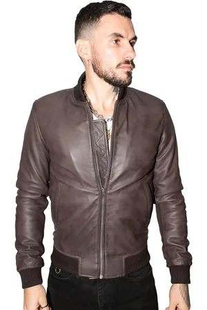 Infinity Heren retro varsity leren bomberjack-Pretoria