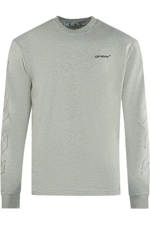 OFF-WHITE Gebroken wit Skate Fit Diag Outline T-shirt met lange mouwen