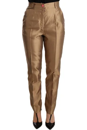 Dolce & Gabbana Shantung zijden taps toelopende broek met metallic glans
