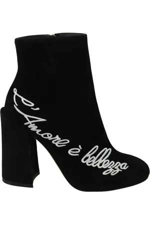Dolce & Gabbana Prachtige Suede Geborduurde Enkellaarsjes