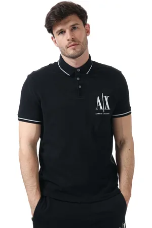 Armani Exchange Poloshirt met logo en contrasterende bies voor heren, marineblauw
