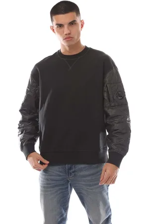 C.P. Company Heren Diagonal Raised Fleece Quilted Crewneck Sweatshirt in