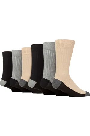 Wild Feet 6 Paar Heren Katoenen Boot Sokken voor Buiten | Ideaal voor Wandelen - Zwart