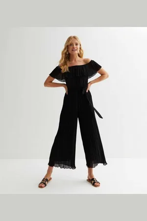 Gini London Geplooide jumpsuit met bardot-ruffle-culottes
