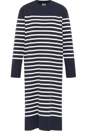 Dreimaster Maxi jurk Dames marine wol wit