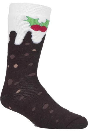 Heat Holders Dames kerst antislip thermo pantoffelsokken - Kerstpudding