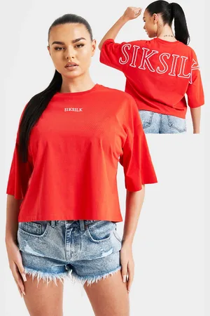 SikSilk Dames Branded Cropped T-shirt in