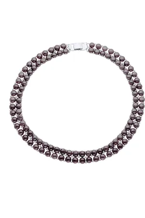 Diadema Kralen ketting 2 rijen Freshwater 34mm Black