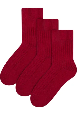 Steven 3 Paar Multipack Dames Wol Gebreide Sokken | Warme Kousen Jurk Sokken - Bordeaux