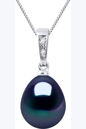Diadema Diamond Pendant 0.010 Cts Gekweekte Pearl Freshwater peer 9-10mm of wit